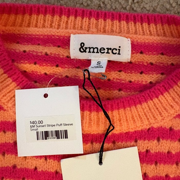 &merci Women's Striped Sweater - Red and Orange - Picture 2 of 2